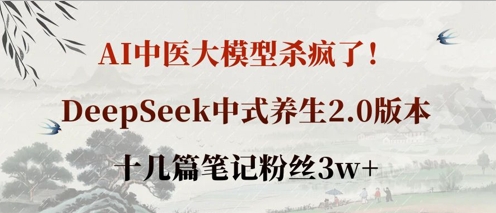 AI中医大模型杀疯了！DeepSeek中式养生2.0版本，十几篇笔记粉丝3w+-青年云网创—高质量项目商城