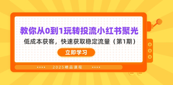 （14260期）教你从0到1玩转投流小红书聚光，低成本获客，快速获取稳定流量（第1期）-青年云网创—高质量项目商城