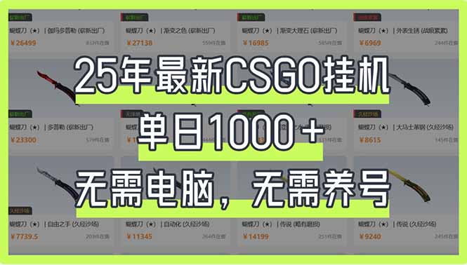 （14178期）25年最新CSGO挂机系统，单日1000+，无需电脑，无需养号，0基础可上手-青年云网创—高质量项目商城