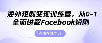 海外短剧变现训练营，从0-1全面讲解Facebook短剧-青年云网创—高质量项目商城