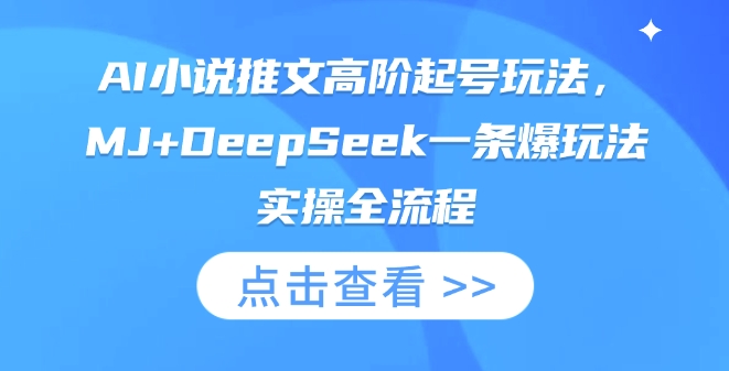 AI小说推文高阶起号玩法，MJ+DeepSeek一条爆玩法实操全流程-青年云网创—高质量项目商城