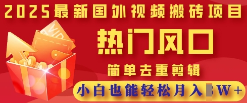2025最新视频搬砖项目，热门风口，简单去重剪辑，小白也能轻松月入过W-青年云网创—高质量项目商城